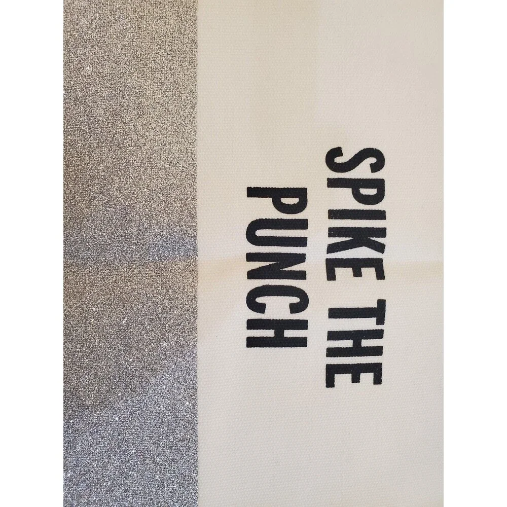 Kate Spade Food for Thought Spike the Punch Silver Glitter 4 Placements NEW
